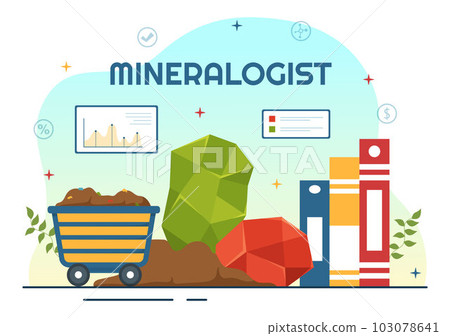 Mineralogist Vector Illustration with Natural Stone and Mineral Structure for Jewelry or Chemical Reaction in Flat Cartoon Hand Drawn Templates 103078641