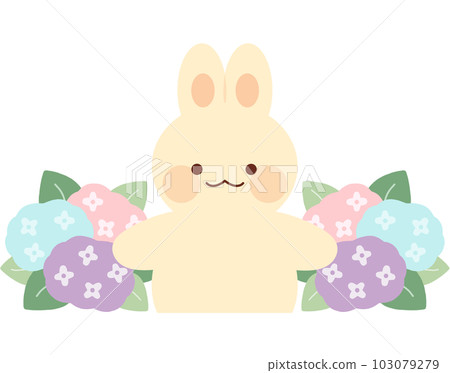 兔子半身像和繡球花 103079279