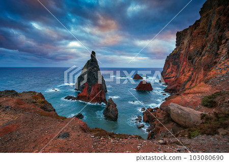 Miradouro de Sao Lourenco, rocks and cliffs in Madeira island. Unique travel experiance 103080690