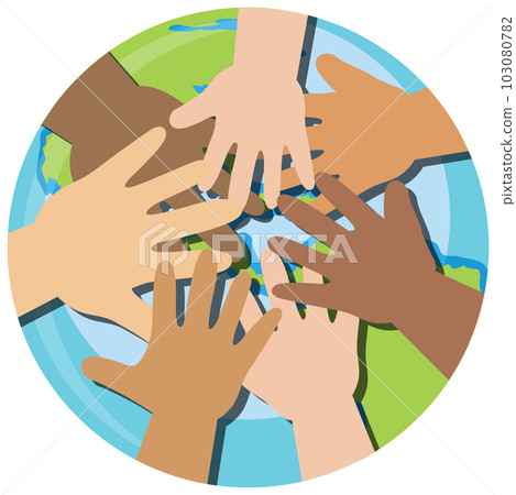 Human hands on earth globe background 103080782