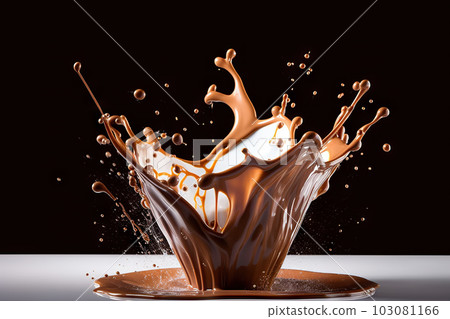 Splashing Sweet Milk Chocolate Pudding. created with Generative AI 103081166