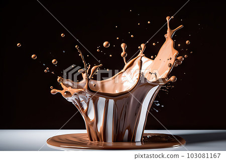 Splashing Sweet Milk Chocolate Pudding. created with Generative AI 103081167