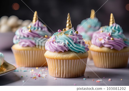 Enchanting Unicorn Cupcakes for a Magical Birthday Party. created with Generative AI Enchanting Unicorn Cupcakes for a Magical Birthday Party. created with Generative AI 103081202