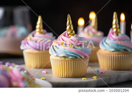 Enchanting Unicorn Cupcakes for a Magical Birthday Party. created with Generative AI Enchanting Unicorn Cupcakes for a Magical Birthday Party. created with Generative AI 103081204