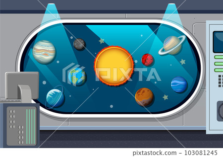 A room decorated with solar system planets template A room decorated with solar system planets template 103081245