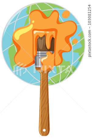 Painting brush on earth globe 103081254