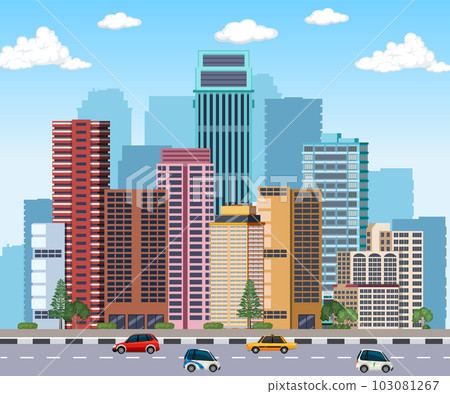 Urban landscape with high skyscrapers background 103081267