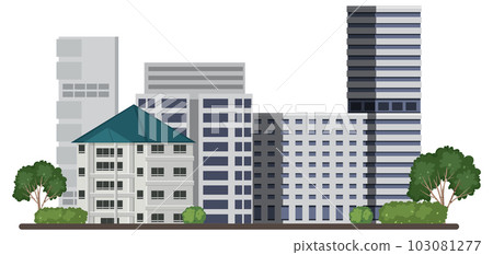 Urban landscape with houses and buildings 103081277
