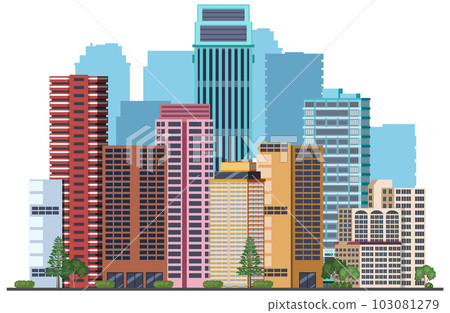 Urban landscape with high skyscrapers - Stock Illustration [103081279 ...