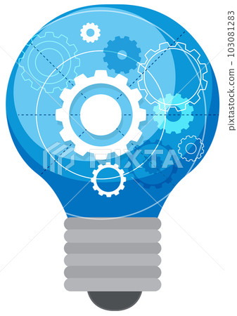 Gears inside light bulb icon design 103081283