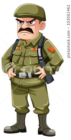 Grumpy army officer cartoon character 103081462