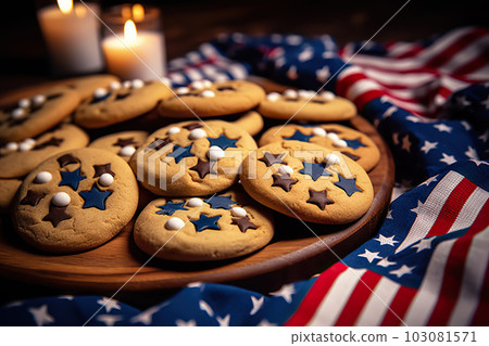 Independence Day Delights: Freshly Baked Cookies for 4th July Celebration Party. created with Generative AI 103081571