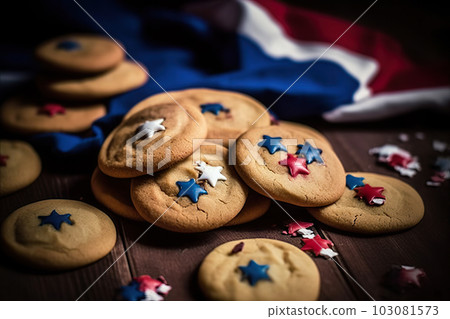 Independence Day Delights: Freshly Baked Cookies for 4th July Celebration Party. created with Generative AI 103081573