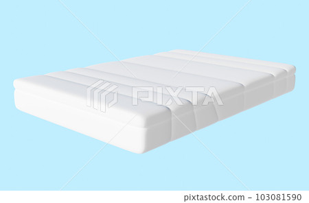 white mattress for comfort sleep isolated on blue background. 3d render illustration, clipping path 103081590