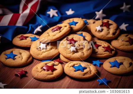 Independence Day Delights: Freshly Baked Cookies for 4th July Celebration Party. created with Generative AI 103081615