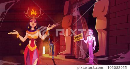 Dark abandoned egypt temple with danger goddess 103082935