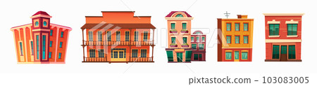 Retro city building vector cartoon house shop icon 103083005