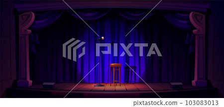 Comedy show stage with curtain vector background 103083013