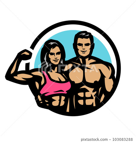 Man and woman, fitness logo. Vector illustration. 103083288