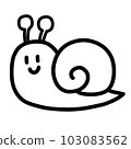 Hand-drawn illustration of a snail monochrome 103083562