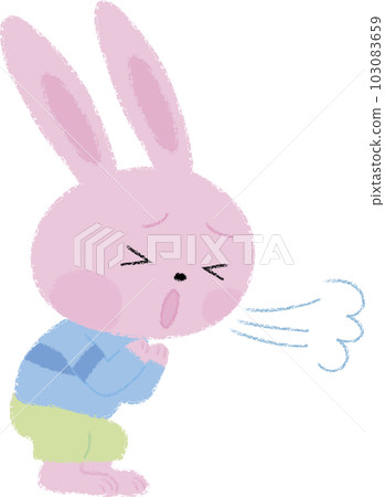Rabbit boy illustration coughing 103083659