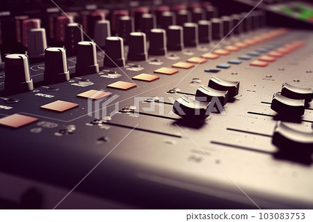 Studio Sound Mastery: Close-Up of a Professional Sound Mixer in Action. created with Generative AI 103083753