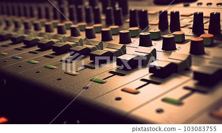Studio Sound Mastery: Close-Up of a Professional Sound Mixer in Action. created with Generative AI 103083755