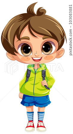 Adorable Boy with Big Eyes Cartoon Character 103083881