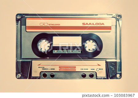 Retro Styled Image of an Old Compact Cassette. created with Generative AI Retro Styled Image of an Old Compact Cassette. created with Generative AI 103083967