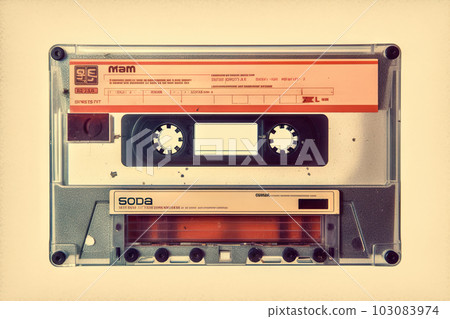Retro Styled Image of an Old Compact Cassette. created with Generative AI 103083974