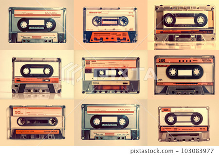 Retro Styled Image of an Old Compact Cassette. created with Generative AI Retro Styled Image of an Old Compact Cassette. created with Generative AI 103083977