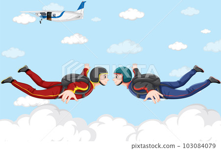Man skydiving freefall on sky background 103084079