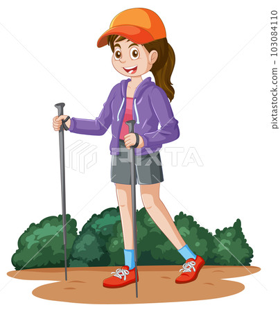 A girl trekking cartoon character A girl trekking cartoon character 103084110