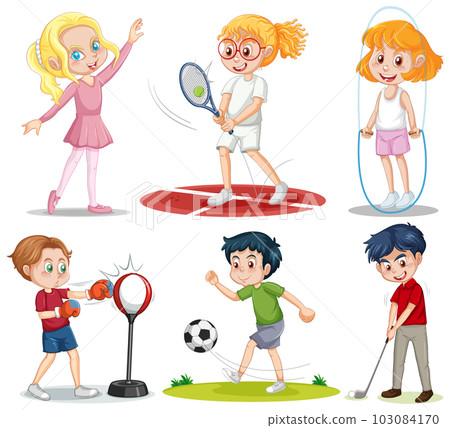 Set of kids playing different sports Set of kids playing different sports 103084170