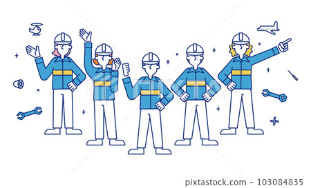 Illustration of a man and a woman who are aviation mechanics Illustration of a man and a woman who are aviation mechanics 103084835
