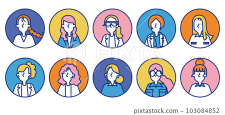 多款職業女性簡約圖標套裝B（圓形） 103084852