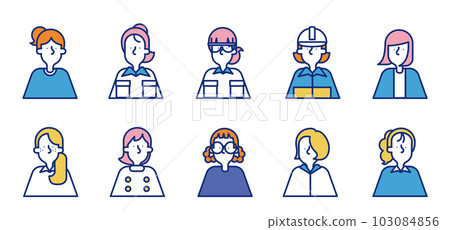 各式各樣的職業女性簡約圖標集A 103084856