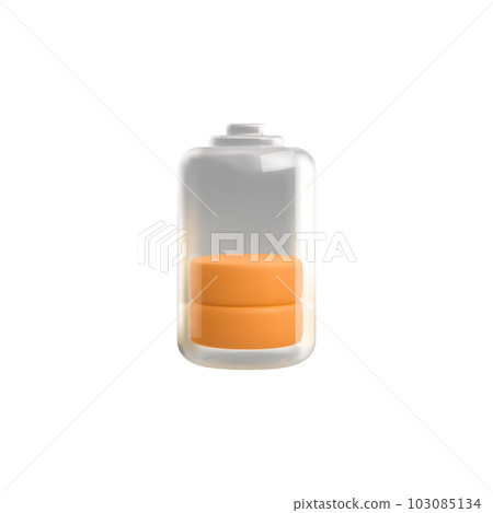 Realistic 3d vector illustration, icon of battery charging with charge level, indicator of half electric load, isolated on white background 103085134