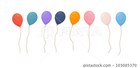 Set of colorful balloons, cartoon flat vector illustration isolated on white background. 103085370