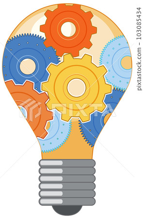 Gears inside light bulb icon design 103085434
