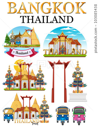 Bangkok Thailand Landmark Logo Banner 103085438