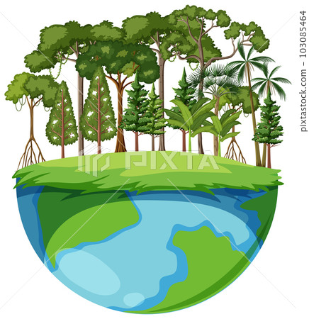 Tree forest on globe vector Tree forest on globe vector 103085464