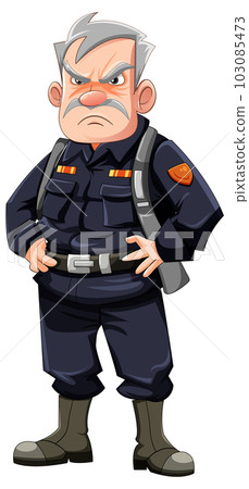 Grumpy army officer cartoon character 103085473