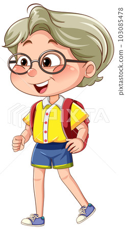 Cute boy cartoon character wearing glasses 103085478