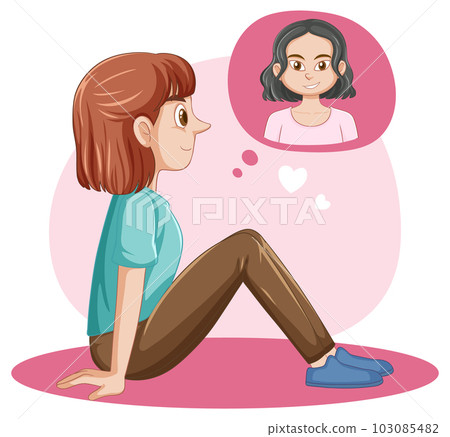 Puberty girl thinking about her bestfriend 103085482