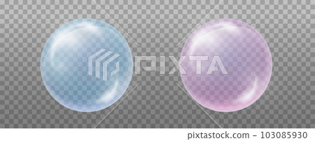Set of soap water bubbles. Blue and pink. Set of soap water bubbles. Blue and pink. 103085930