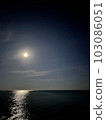 Lunar path on the water. Sea at the night with the full moon 103086051
