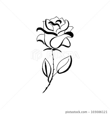 Flower. Black hand-drawn rose. Vector, design element. Isolated on a transparent background. Blossom icon. Flower. Black hand-drawn rose. Vector, design element. Isolated on a transparent background. Blossom icon. 103086121