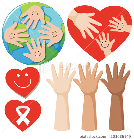 Set of mix heart with earth Set of mix heart with earth 103086149