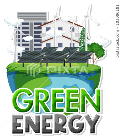 Green energy text banner design Green energy text banner design 103086181